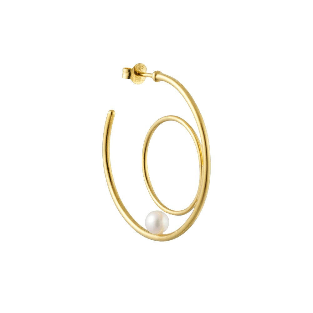 Pearl Drop Circle Hoop Gold plated