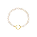 Pearl Charm Lock Chain bracelet 5mm, gold plated