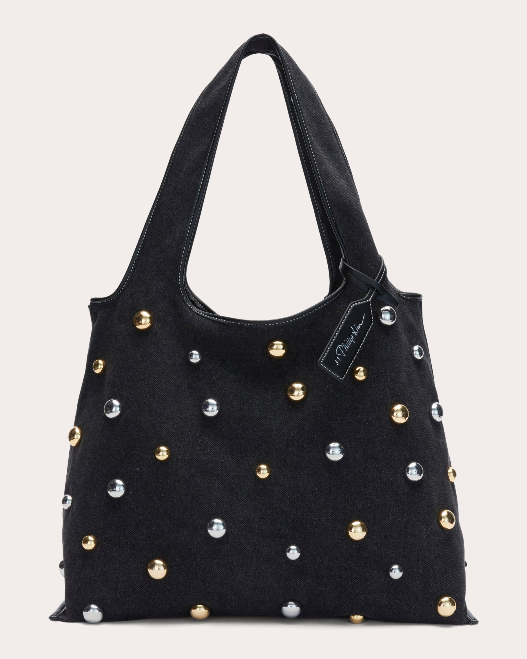 Studded Denim Market Tote