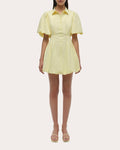 Cleo Poplin Puff-Sleeve Mini Shirt Dress