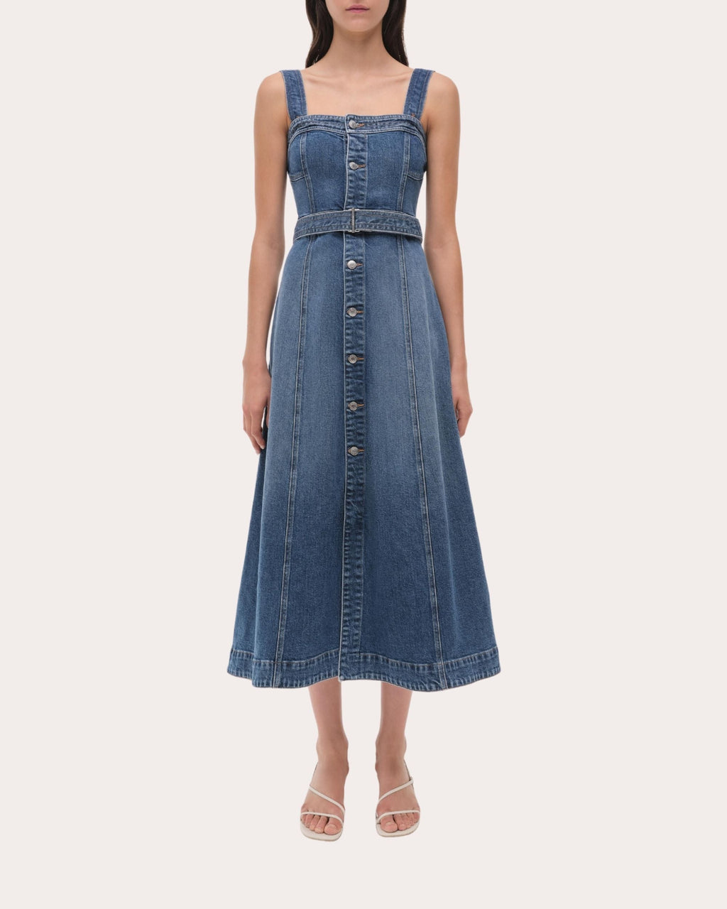 Alba Denim Bustier Midi Dress