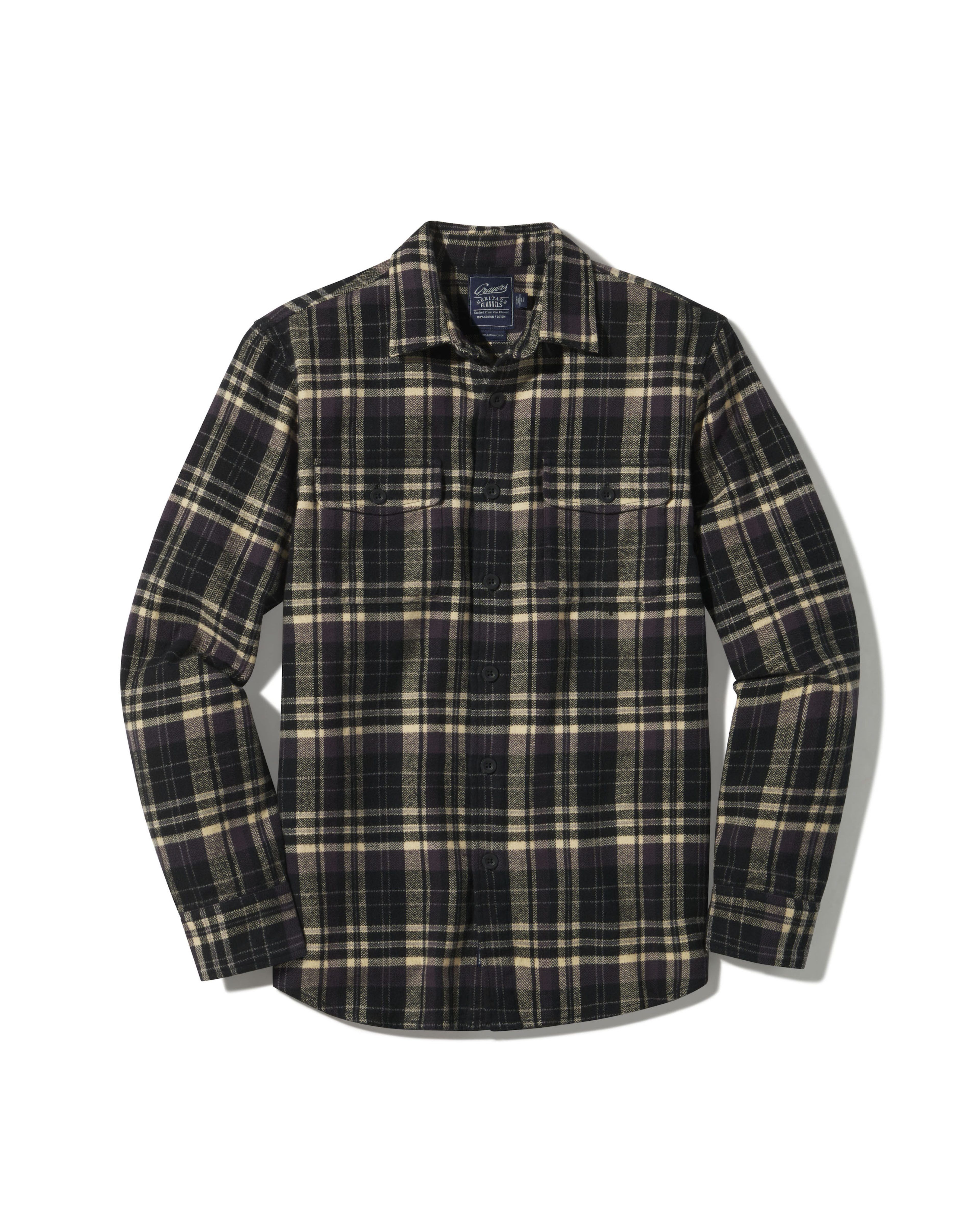 Herringbone Heritage Flannel - Black Cream