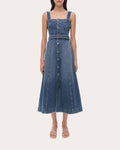 Alba Denim Bustier Midi Dress
