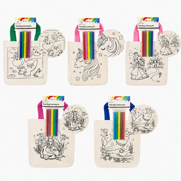 Kids Color Your Own Tote Bag Craft Kit – 5 Designs