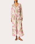 Fiore Floral Silk Pleated Maxi Dress