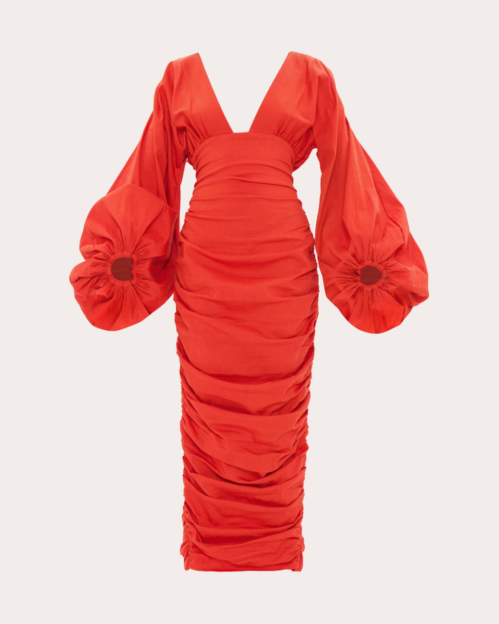 Anida Gathered Stretch-Cotton Corset Midi Dress