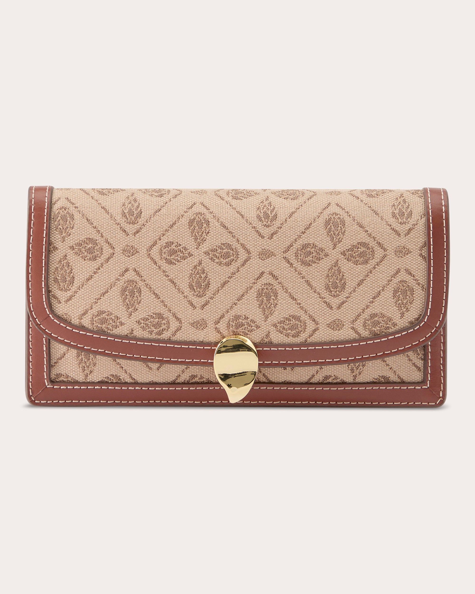 Adelie Leather-Trimmed Woven Jacquard Clutch Wallet