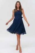 Isabella Chiffon Maternity Dress In Deepest Navy