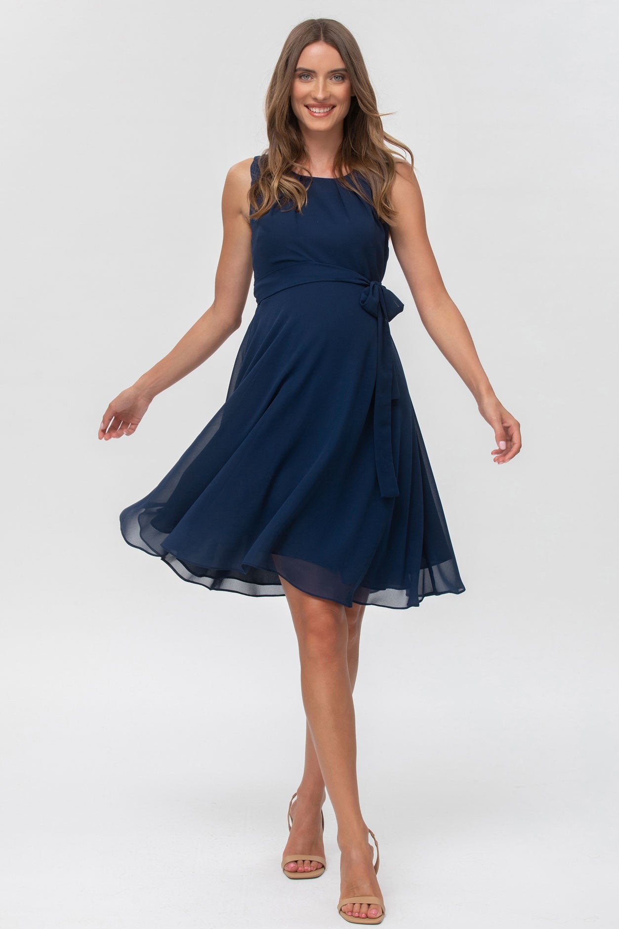 Isabella Chiffon Maternity Dress In Deepest Navy