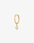 HELENA | Single White Pearl Dangle Huggie Hoop