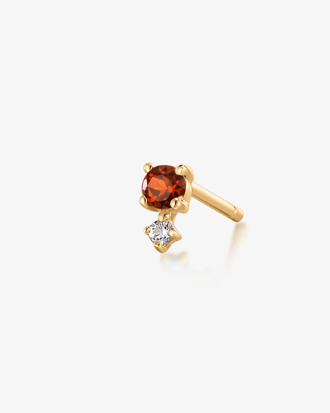 January Birthstone | Garnet and White Sapphire Stud Earring