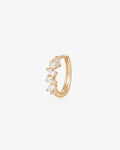 LEIGH | Pear and Round White Sapphire Huggie Hoop