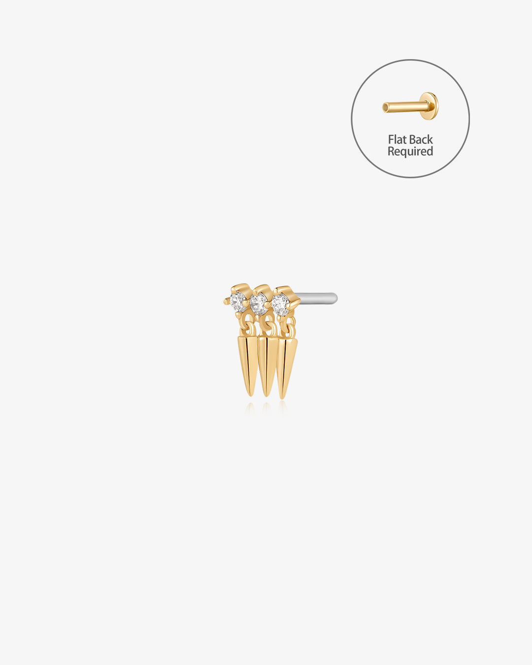 EMERSON | Lab Grown Diamond Triple Drop Threadless Flatback Earring