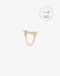 CHELSEA | Draped Chain and Diamond Bar Threadless Flatback Earring