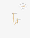 GRAMERCY | Dual White Sapphire Threadless Flatback Earring