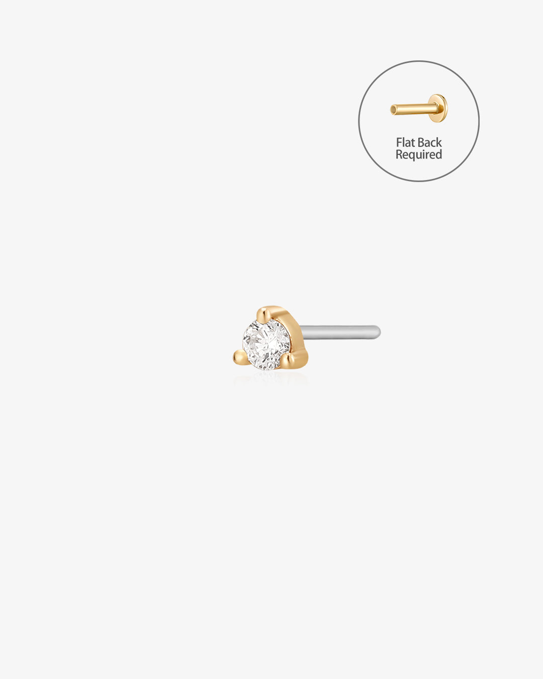 UNA | Single Diamond Mini Threadless Flatback Earring