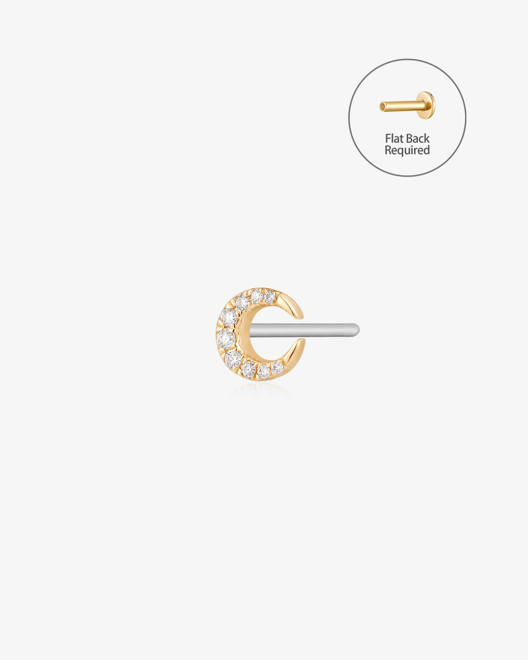 SELENE | Diamond Crescent Moon Threadless Flatback Earring