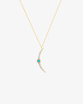NORA | Turquoise & White Sapphire Crescent Moon Necklace