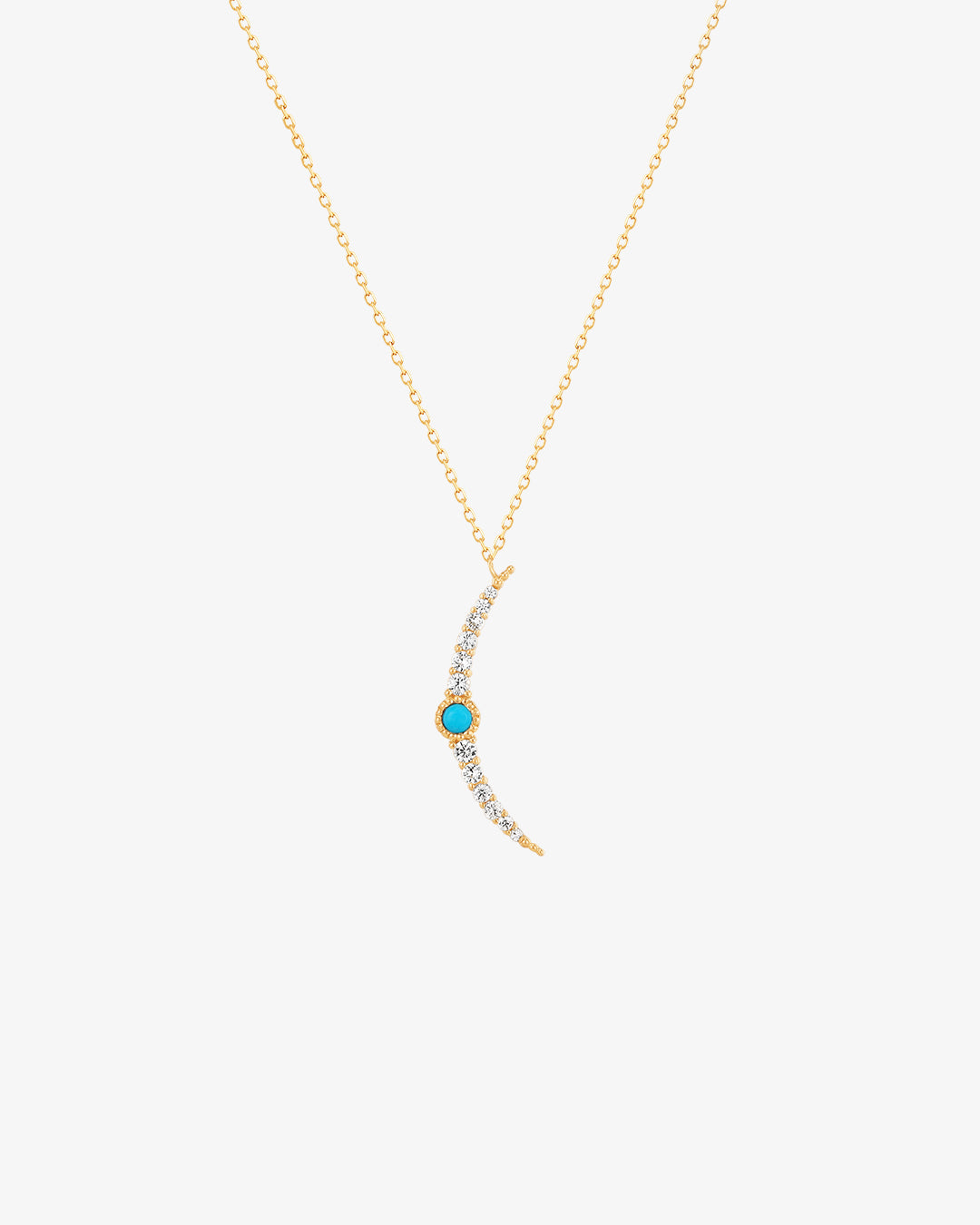 NORA | Turquoise & White Sapphire Crescent Moon Necklace