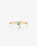 NORA | Turquoise & White Sapphire Crescent Moon Ring
