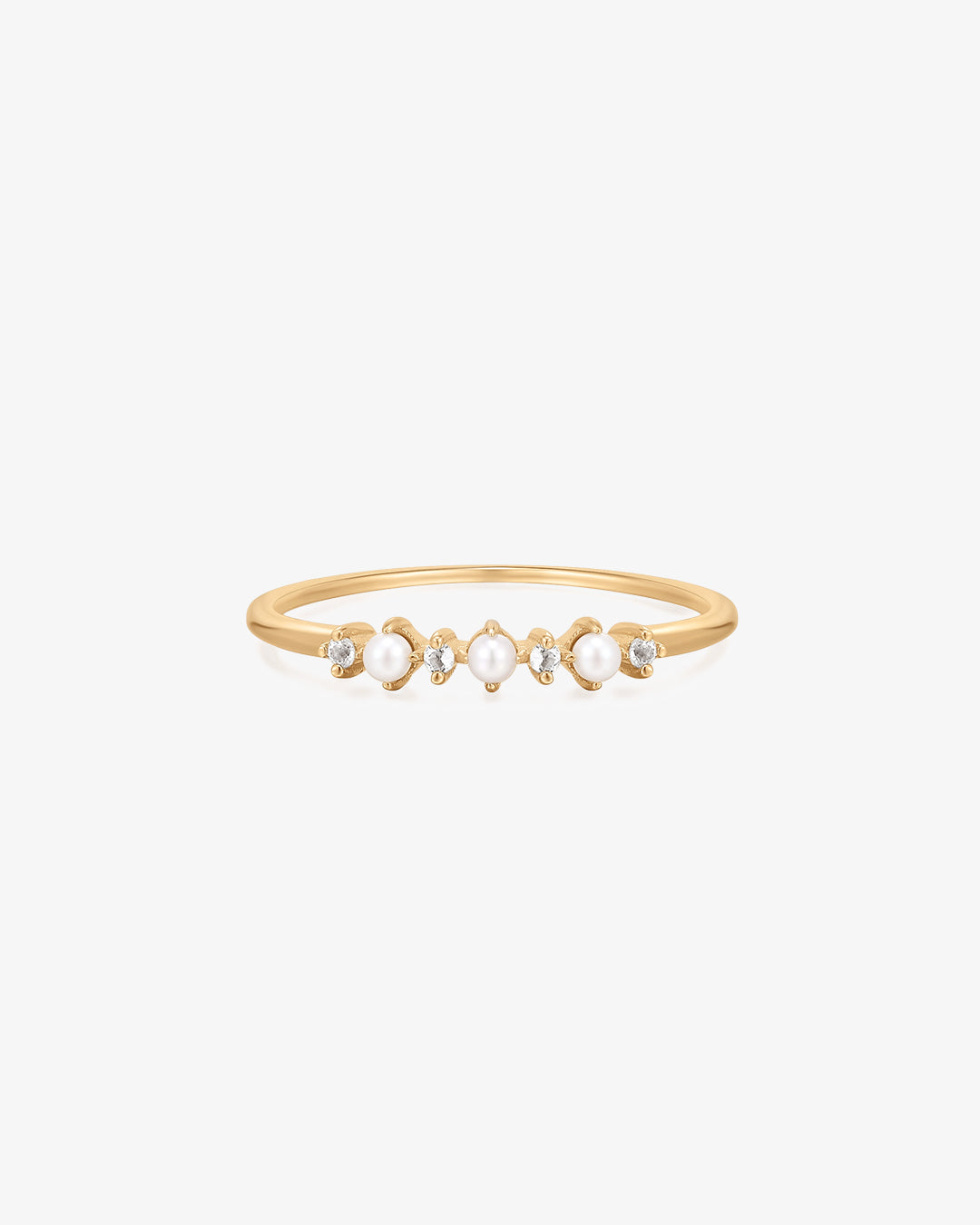 SYLVIA | Pearl and White Sapphire Ring