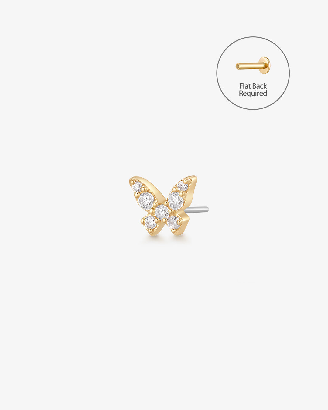 BELLATRIX | Lab Grown Diamond Butterfly Threadless Flatback Earring