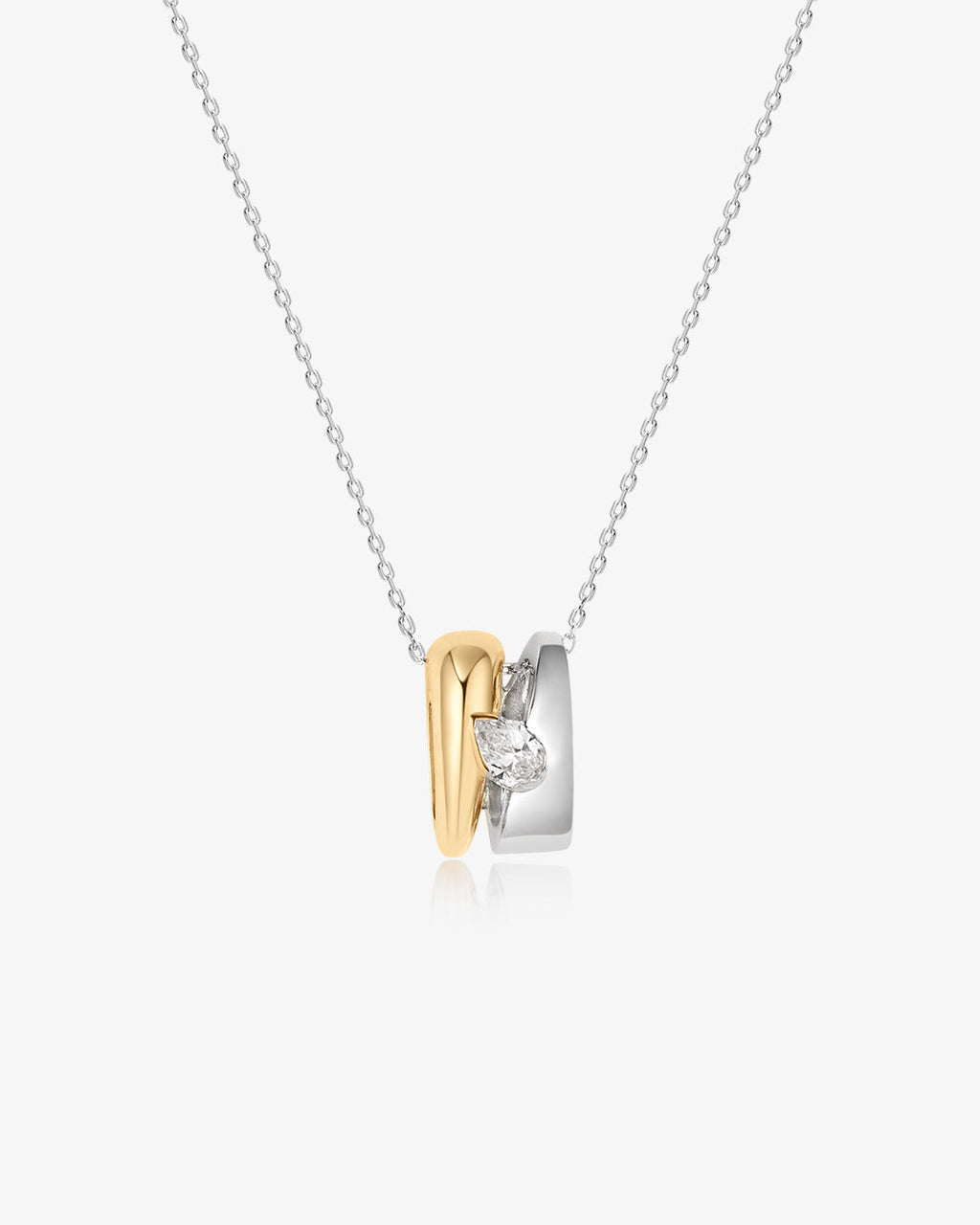 SANILIA | Two-Tone Bezel Pear Lab Grown Diamond Necklace