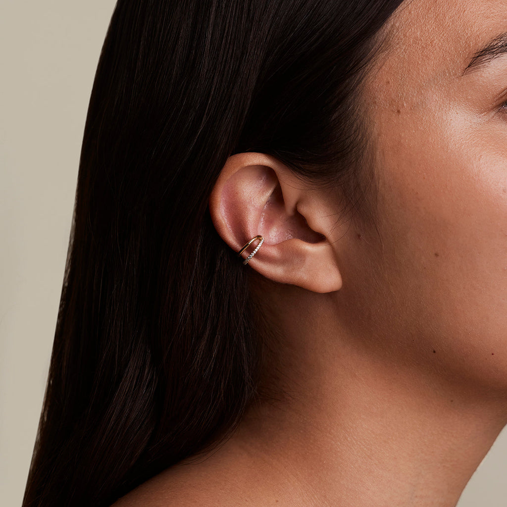 Illusion Crystal Ear Cuff in Gold