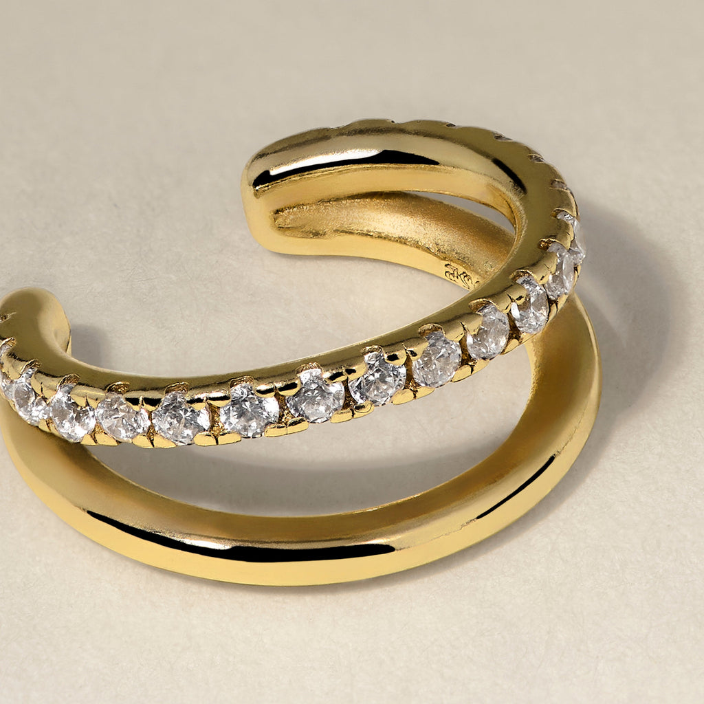 Illusion Crystal Ear Cuff in Gold