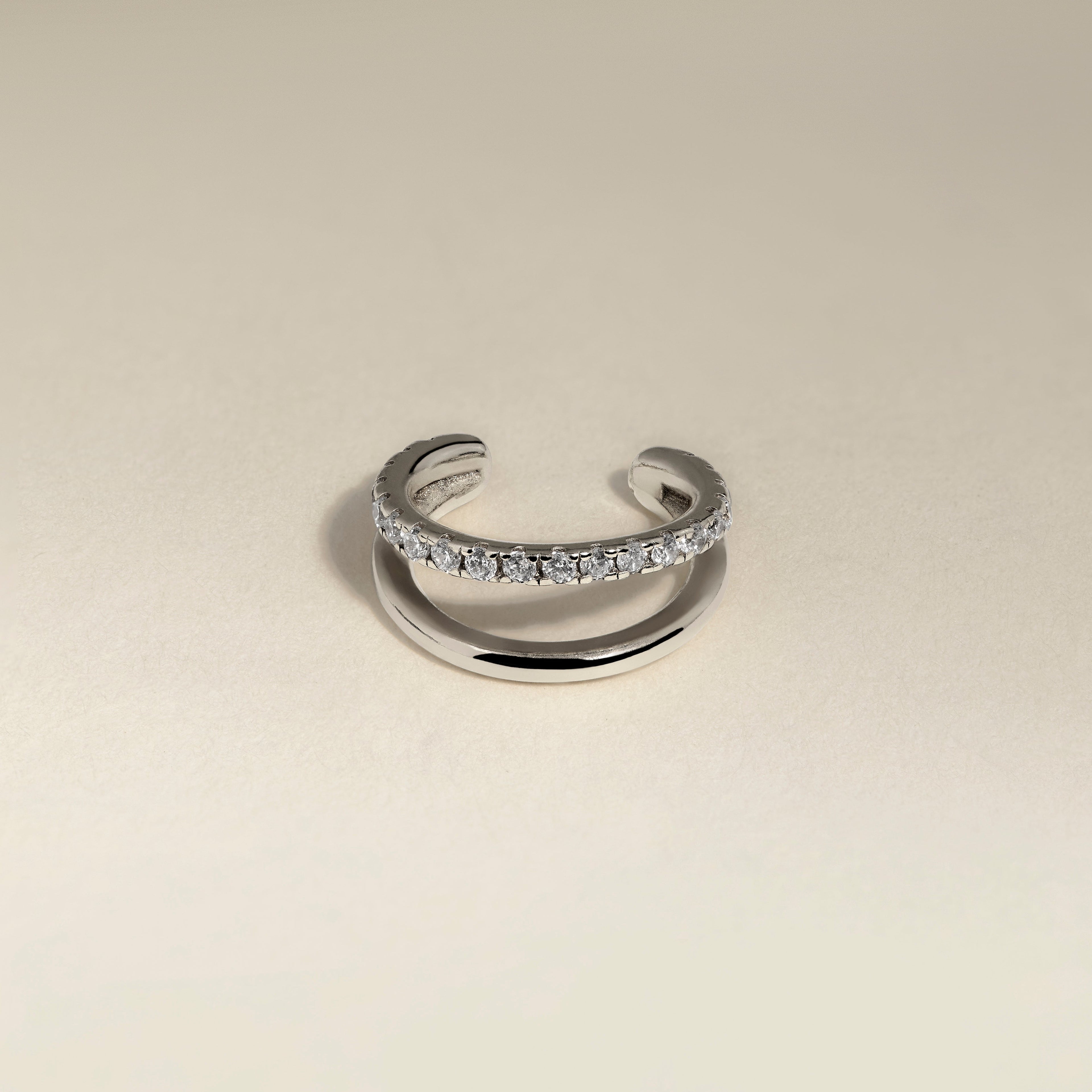 Illusion Crystal Ear Cuff in Silver