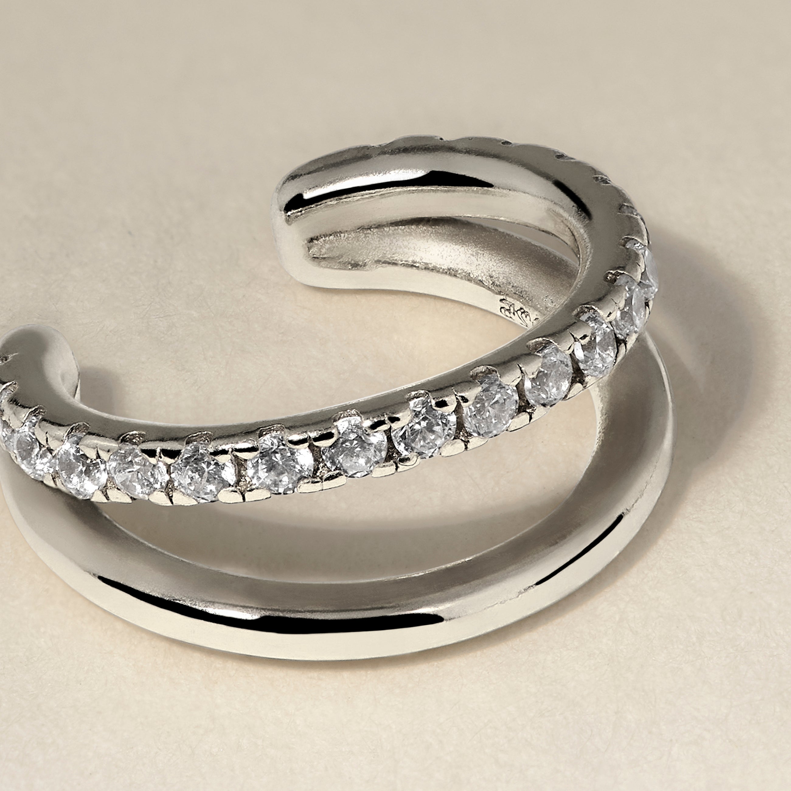 Illusion Crystal Ear Cuff in Silver
