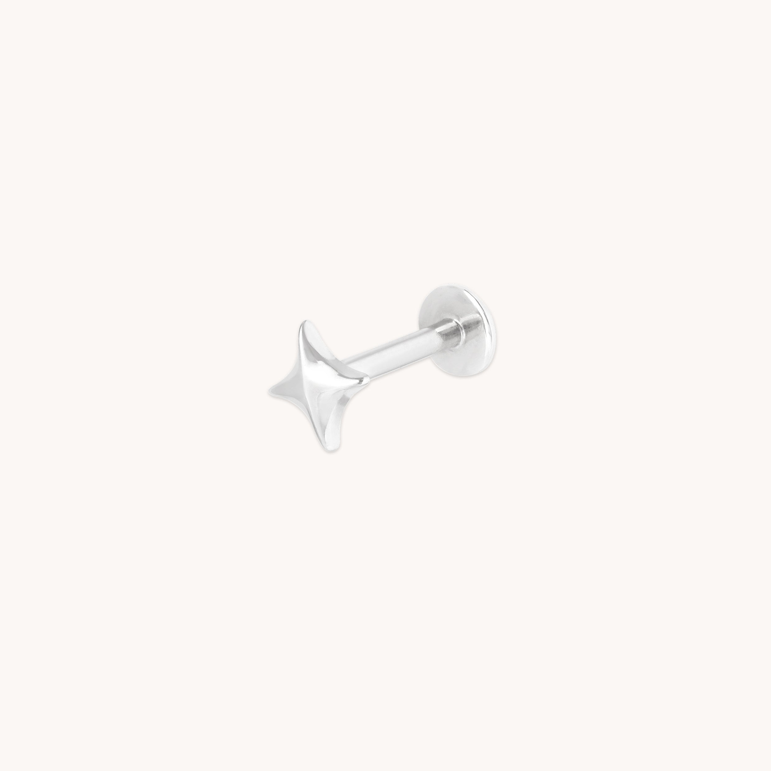 Cosmic Star Piercing Stud in Solid White Gold