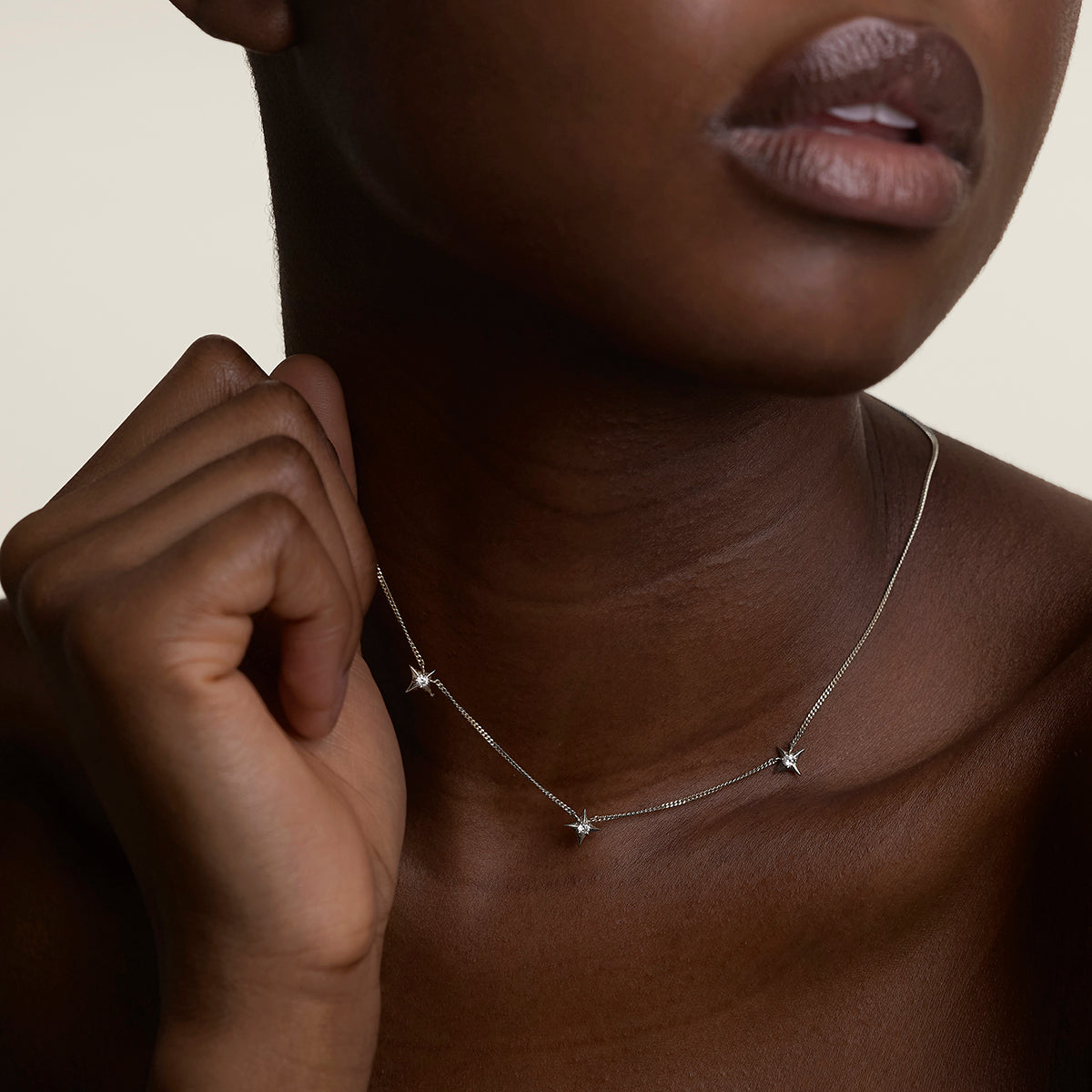 Cosmic Star Charm Necklace in Silver