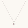 July Ruby Birthstone Necklace in Solid White Gold