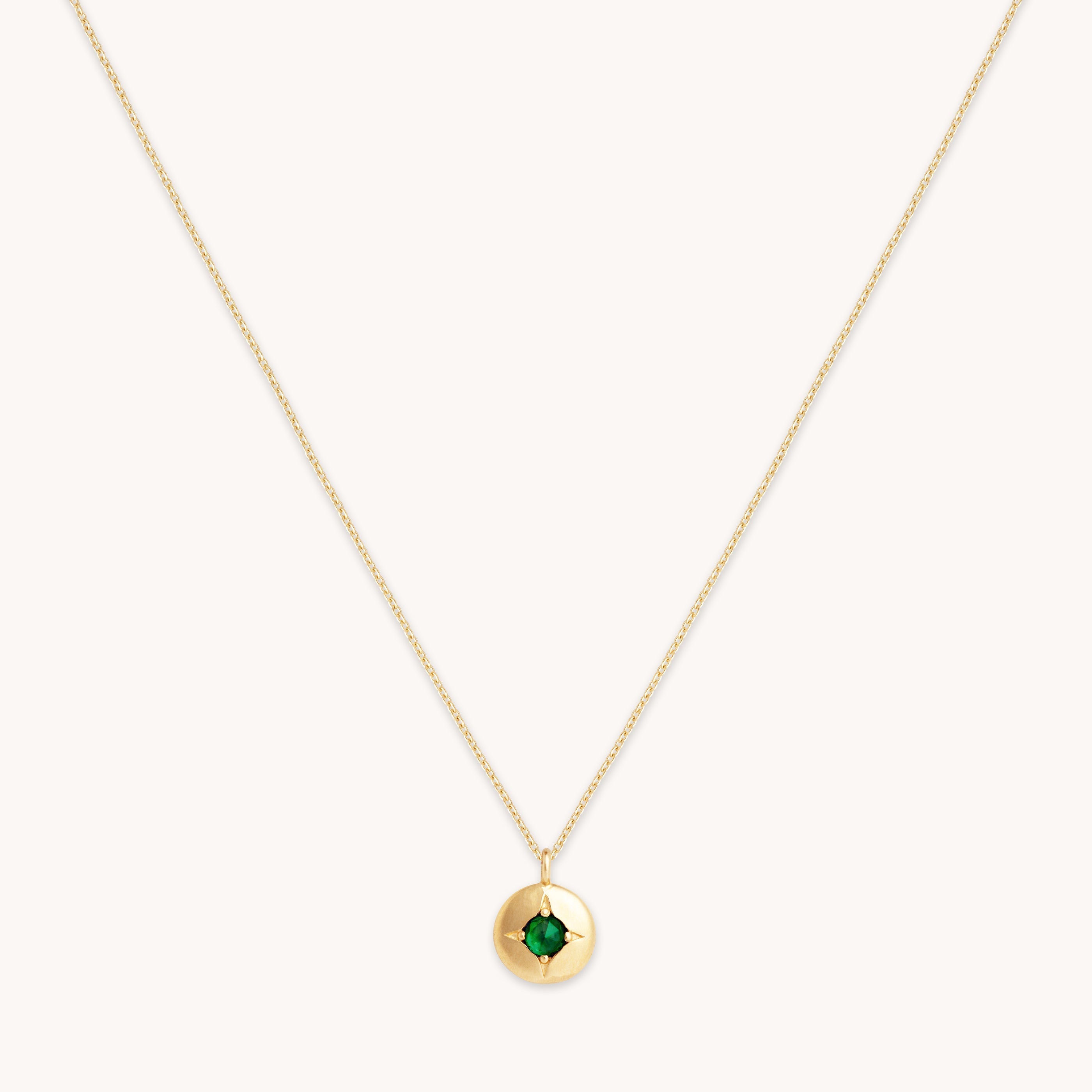 May Emerald Birthstone Necklace in Solid Gold