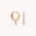 Crystal Charm Huggies in Rose Gold