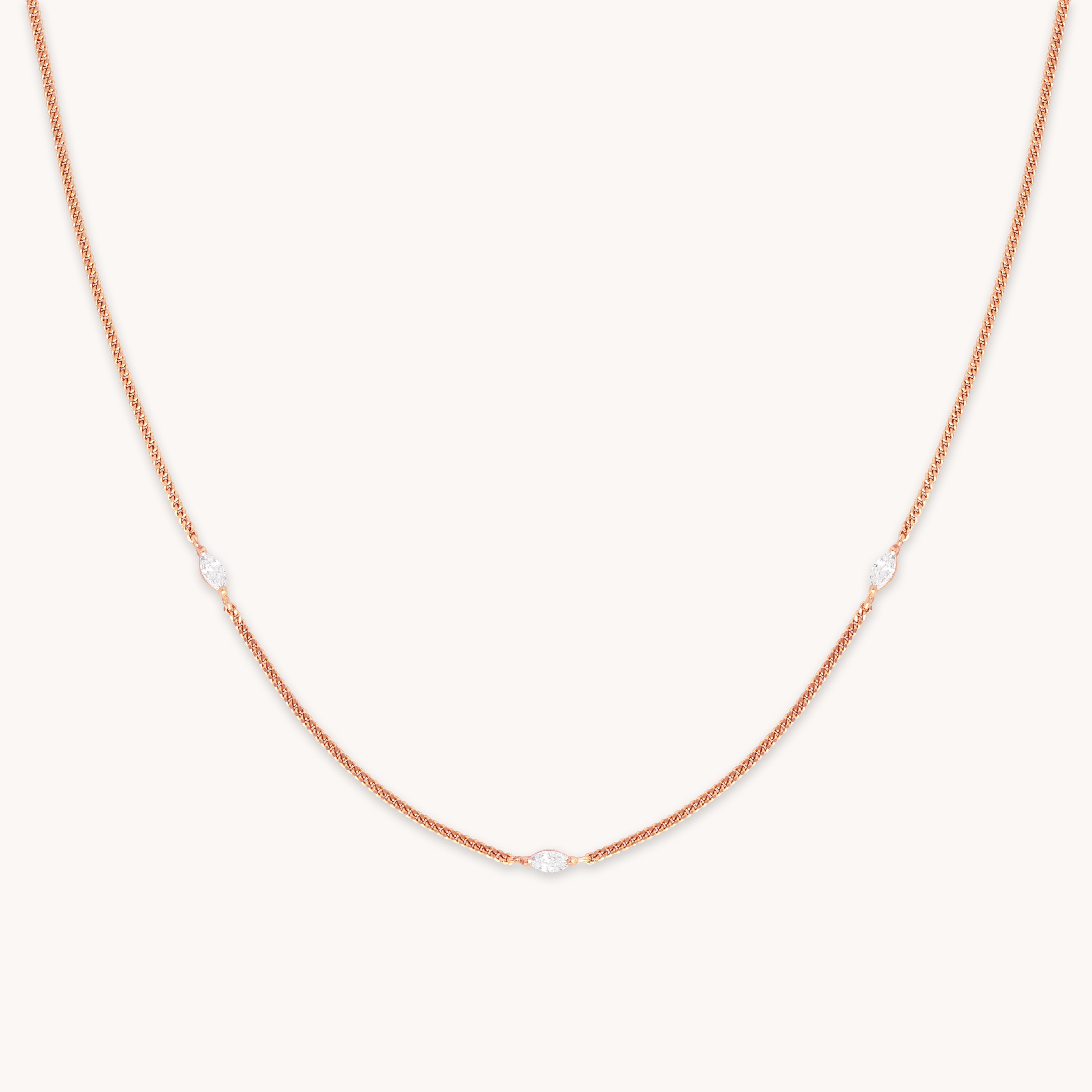 Navette Crystal Necklace in Rose Gold