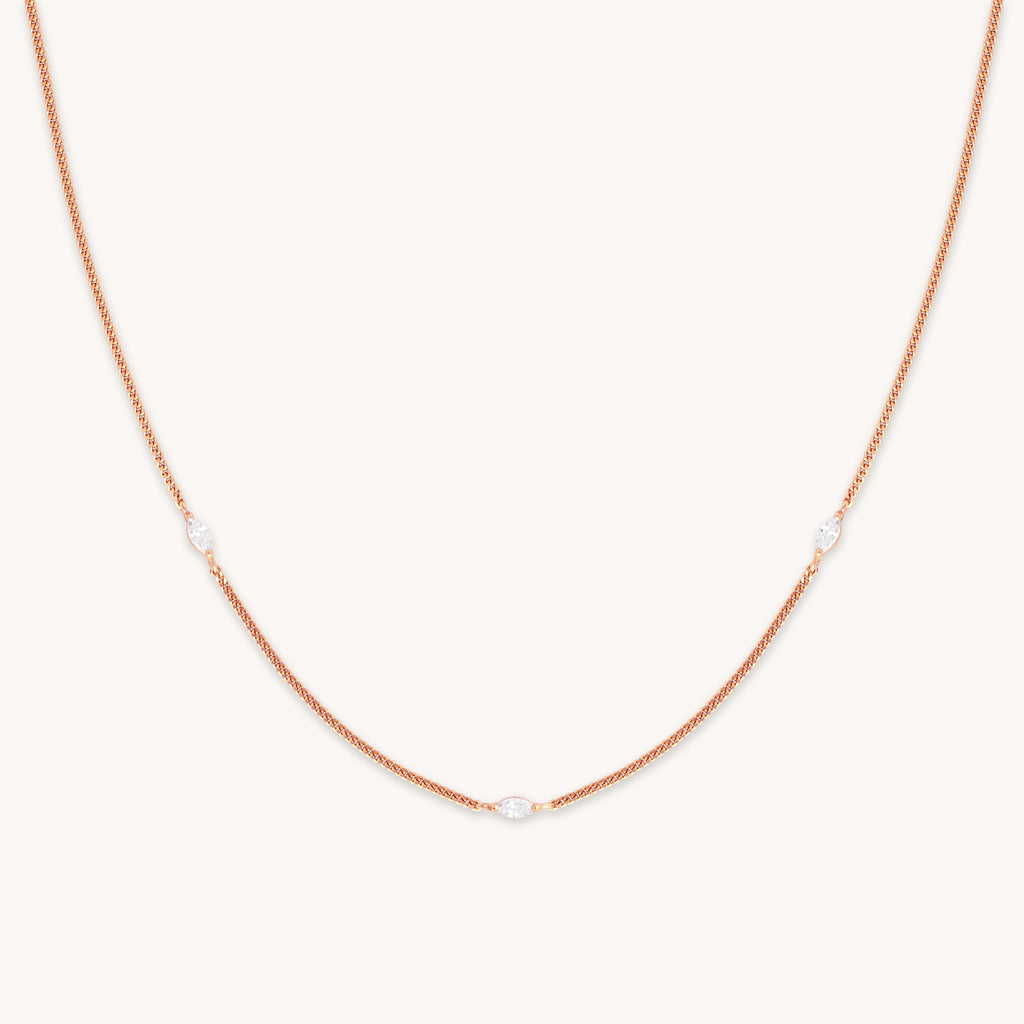Navette Crystal Necklace in Rose Gold
