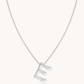 E Initial Bold Pendant Necklace in Silver