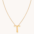 T Initial Bold Pendant Necklace in Gold