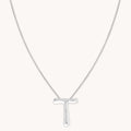 T Initial Bold Pendant Necklace in Silver