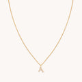 A Initial Pavé Pendant Necklace in Gold