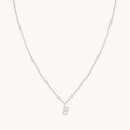 B Initial Pavé Pendant Necklace in Silver