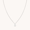 D Initial Pavé Pendant Necklace in Silver
