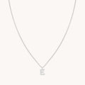 E Initial Pavé Pendant Necklace in Silver