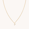 F Initial Pavé Pendant Necklace in Gold