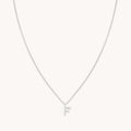 F Initial Pavé Pendant Necklace in Silver