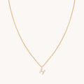 H Initial Pavé Pendant Necklace in Gold