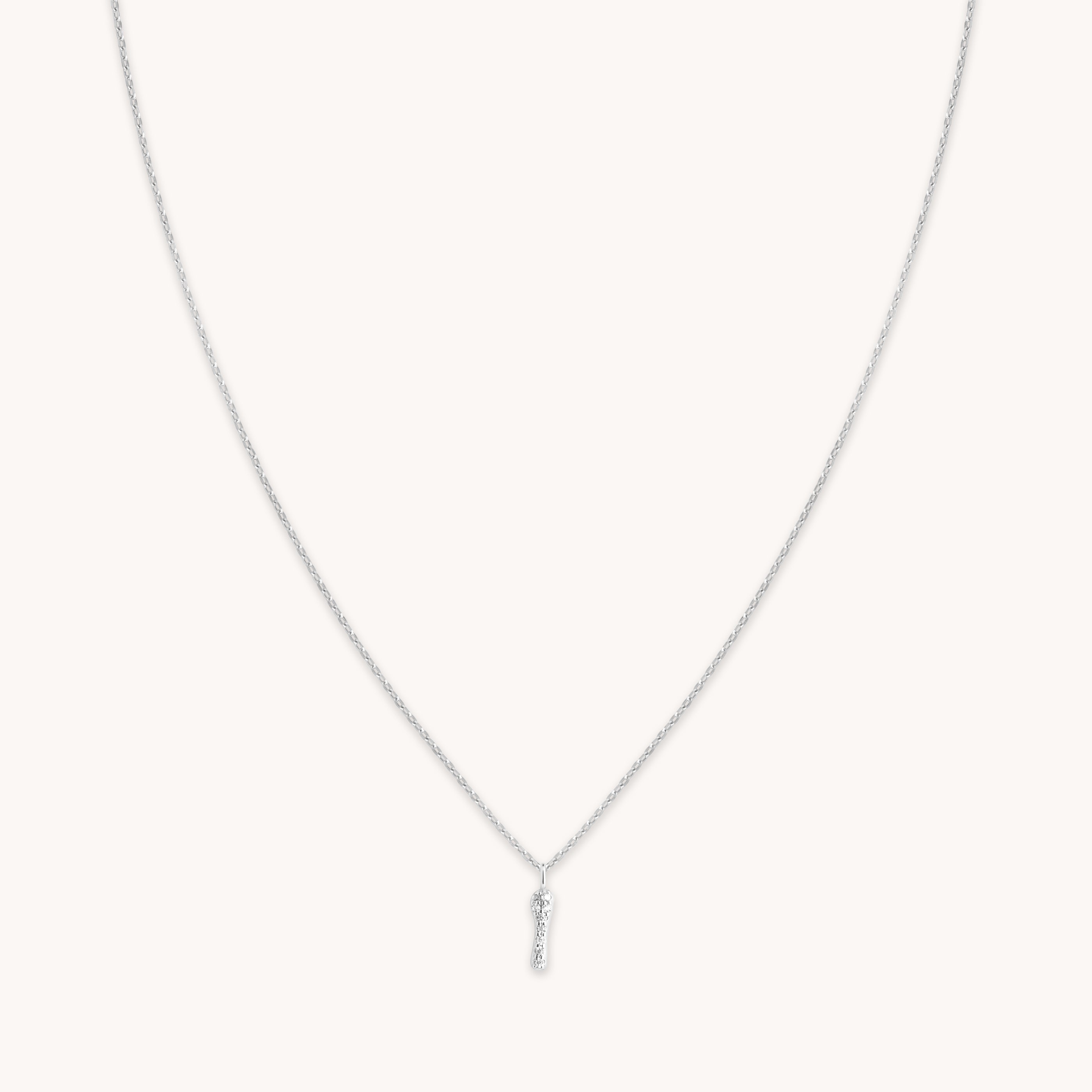 I Initial Pavé Pendant Necklace in Silver