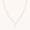 L Initial Pavé Pendant Necklace in Gold
